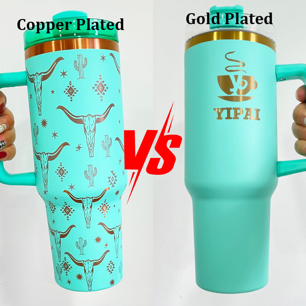 25 Pack Updated to H2.0 40oz Powder Coated Stainless Steel Tumbler Copper Plated Copper Underneath Tumbler_GGblanks