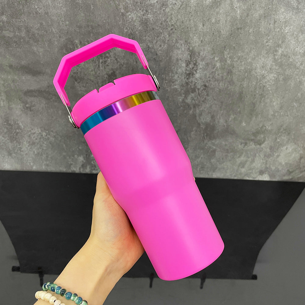 25 Pack 20oz Rainbow Plated Student Water Bottles with Flip Straws_GGblanks