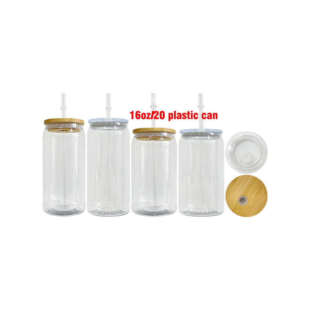 50 Pack 16oz 20oz V2.0 Clear Frosted Plastic Can Macaron Jelly Plastic Cans_GGblanks