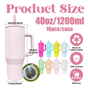 16 Pack Macaron Colored Blank Sublimation Leakproof 40oz Tumbler with Straw_GGblanks