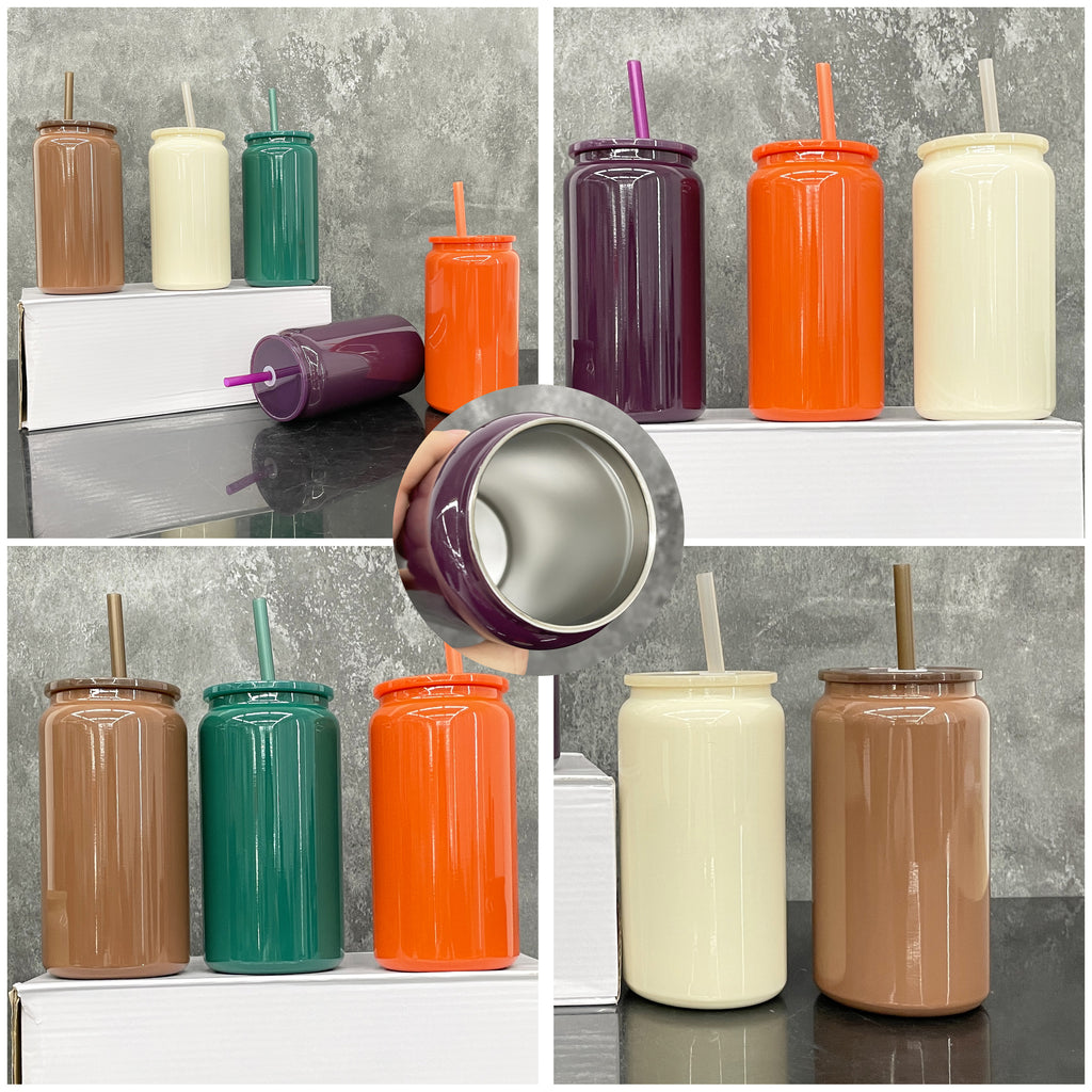 25 Pack 50 Pack USA RTS 2025 Autumn Winter Christmas Stainless Steel/Glass Can Versatile 16oz Glass Cans_GGblanks
