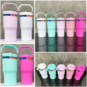 25 Pack USA RTS Rainbow Plated Kids 20oz Flip Straw Bottle for Laser Engraving_GGblanks