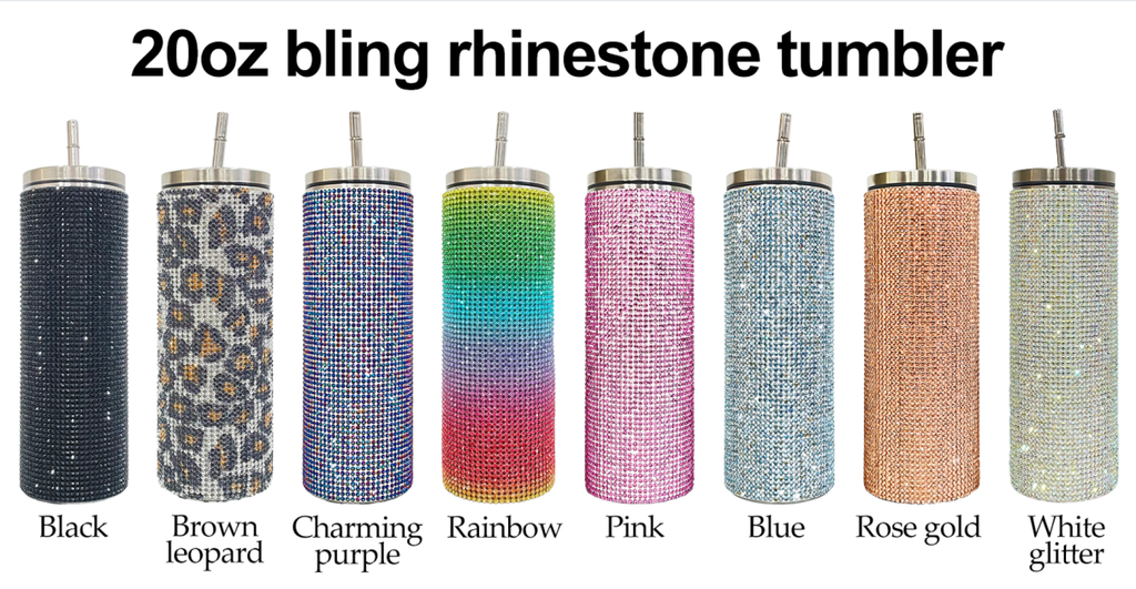 25 Pack 20oz Bling Rhinestone Tumblers with Straws_GGblanks