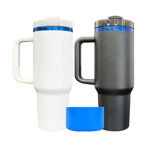 20 Pack 40oz H2.0 Blue Plated Blue Underneath Black/White Powder Coated Quencher Tumblers for Laser Engraving_GGblanks