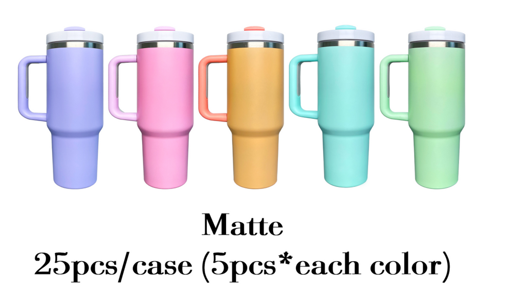 25 Pack H2.0 40oz Blank Sublimation Stanley Dupes Macaron Colors Matte Tumblers_GGblanks