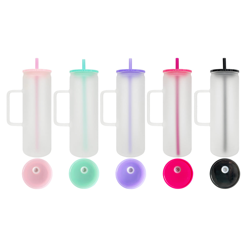 25 Pack USA RTS 20oz Straight Glass Mugs Skinny Tumblers Jelly Color Straight Beverage Mugs for Sublimation or UV DTF wraps_GGblanks