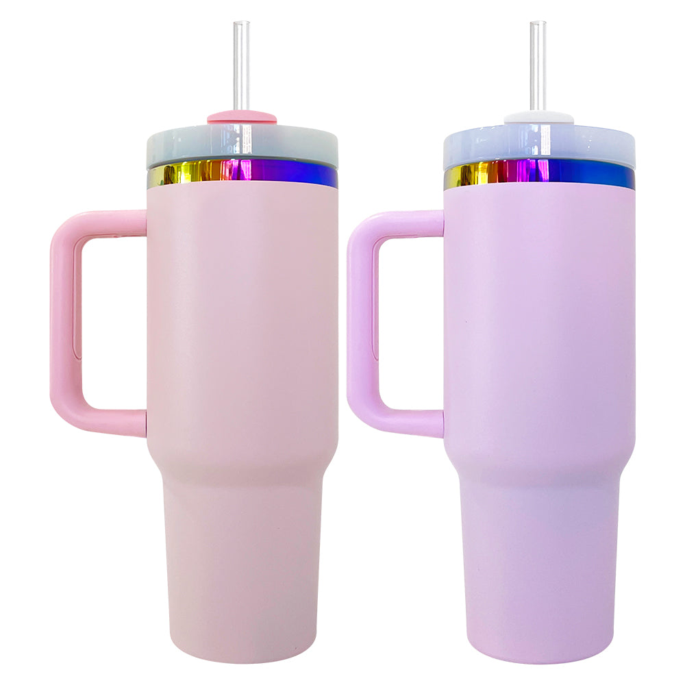 20 Pack Valentine's Day/Macaron/ Colorful/White/Black Rainbow Plated 40oz H2.0 Powder Coated Quencher Tumblers_GGblanks