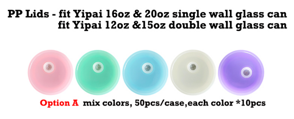 China RTS_Plastic lids for 16oz/20oz sublimation glass cans 16OZPPL50 - GGblanks