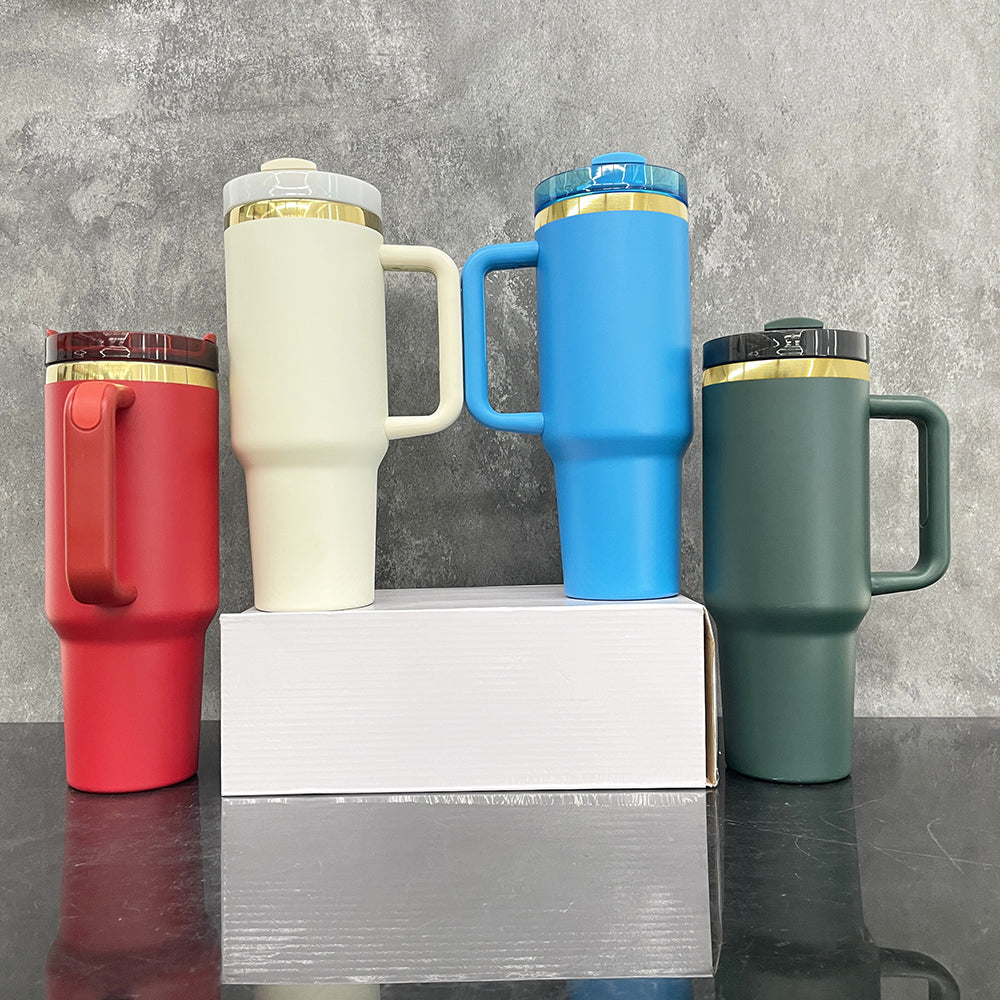 16 Pack 40oz Powder Coated Gold Plated Gold Underneath H2.0 40oz Christmas Tumblers For Laser Engraving  _GGblanks