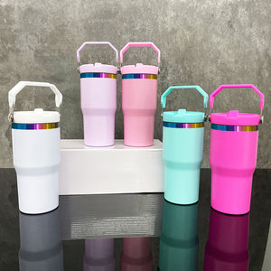 25 Pack 20oz Rainbow Plated Student Water Bottles with Flip Straws_GGblanks