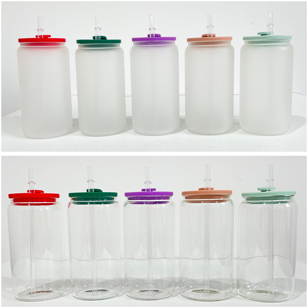 China RTS_16oz Leakproof Silicone lids sublimation blank glass tumblers - GGblanks
