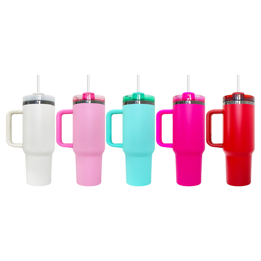 20 Pack 40oz Black Underneath Black Plated Black/Red/Pink/Blue/Light Pink/White/Yellow/Orange Tumblers for Laser Engraving_GGblanks