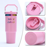 30oz GGblanks White/Macaron Colorful Student School Stanley Style 20oz 30oz Water Bottles Rainbow Plated Matte Glossy Tumblers with Flip Straw_GGblanks