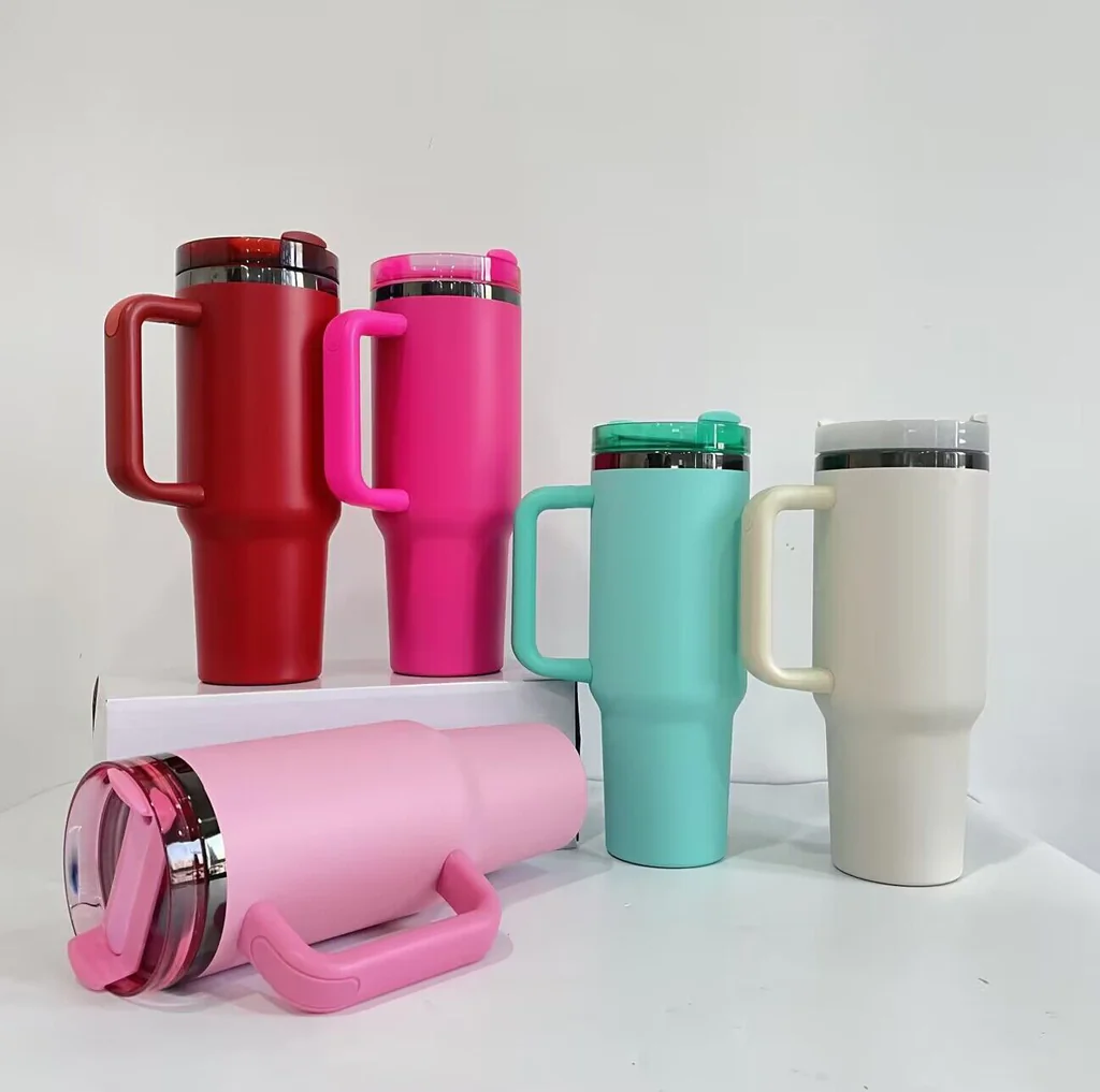 20 Pack 40oz Black Underneath Black Plated Black/Red/Pink/Blue/Light Pink/White/Yellow/Orange Tumblers for Laser Engraving_GGblanks