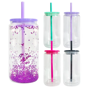 25 Pack USA RTS 12oz/15oz Pre Drilled Double Walled Snow Globe Glass Can with PP Lids_GGblanks