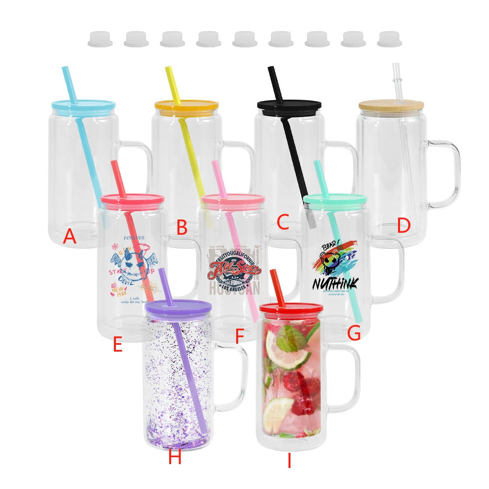 25 Pack 15oz China RTS double walled Snow Globe Glass Mugs with Hollow Handle_GGblanks
