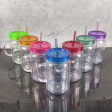 25 Pack New Style 20oz Pre-drilled Snow Globe Plastic Colorful Lids Mason Jars_GGblanks