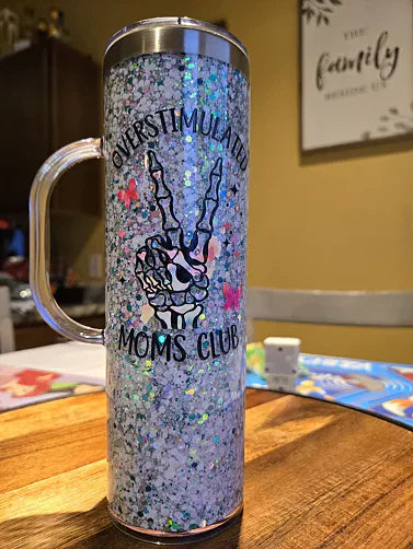 25 Pack Handle Avaliable 20oz White Sublimation Snow Globe Stainless Steel Inner Acrylic Outer Staight Tumbler_GGblanks