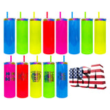 20 Pack 20oz neon rainbow plated double walled stainless steel tumblers for sublimation and laser engraving_GGblanks