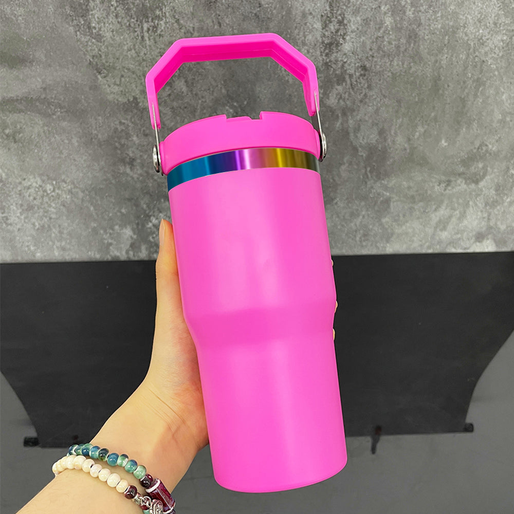 25 Pack 20oz Rainbow Plated Student Water Bottles with Flip Straws_GGblanks