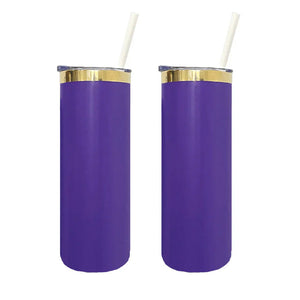 25 Pack Mirror Gold Plated Purple Powder Coated 20oz Straight Skinny Tumblers_GGblanks