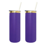 25 Pack Mirror Gold Plated Purple Powder Coated 20oz Straight Skinny Tumblers_GGblanks