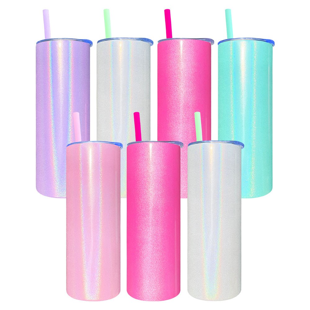 25 Pack 20oz Skinny Straight Shimmer Tumblers for Sublimation_GGblanks