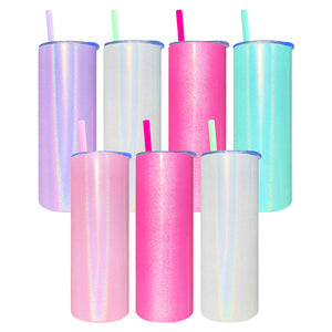 25 Pack 20oz Skinny Straight Shimmer Tumblers for Sublimation_GGblanks