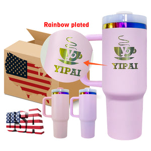 20 Pack Valentine's Day/Macaron/ Colorful/White/Black Rainbow Plated 40oz H2.0 Powder Coated Quencher Tumblers_GGblanks
