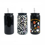 50 Pack 16oz Black Glass Can with PP Lids_GGblanks
