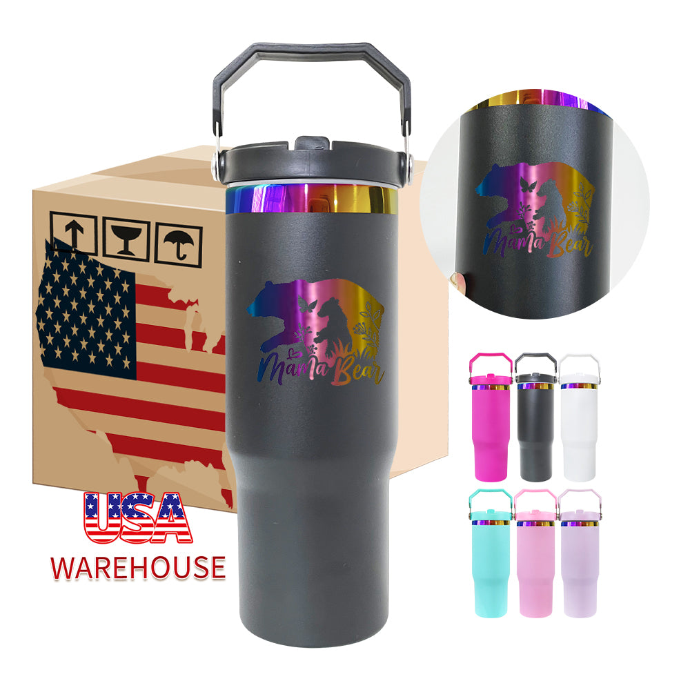 30oz GGblanks White/Macaron Colorful Student School Stanley Style 20oz 30oz Water Bottles Rainbow Plated Matte Glossy Tumblers with Flip Straw_GGblanks