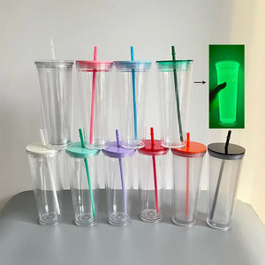 China RTS_Halloween Cups 24oz Glow In The Dark Pre Drilled Snow Globe Double Wall Plastic Acrylic Tumbler_GGblanks