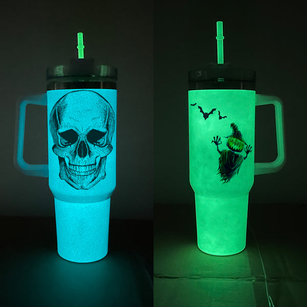 16pcs 40oz Glow in the Dark Sublimation Tumblers with Handle Double Wall