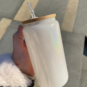 😍China RTS_16oz White Sublimation Blanks Glitter Beer Glass Can 50PCS Sold By Case - GGblanks