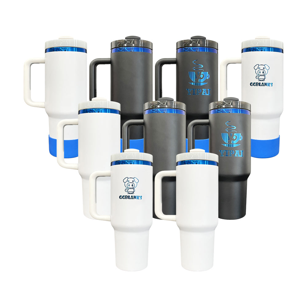 20 Pack Blue Underneath 40oz H2.0 Tumblers Blue Plated White Red Gradient Pink Blue White Black Thermos Cup for Laser Engraving_GGblanks