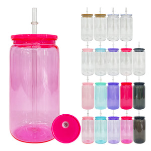 50 Pack 16oz 20oz V2.0 Clear Frosted Plastic Can Macaron Jelly Plastic Cans_GGblanks