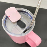 25 Pack 10oz Macaron Color/Black underneath Lowball Metal Tumblers With Removable Plastic Handle Water Cups With Magnetic Lids and Stainless Steel Straws_GGblanks