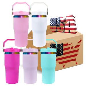 25 Pack 20oz Rainbow Plated Student Water Bottles with Flip Straws_GGblanks