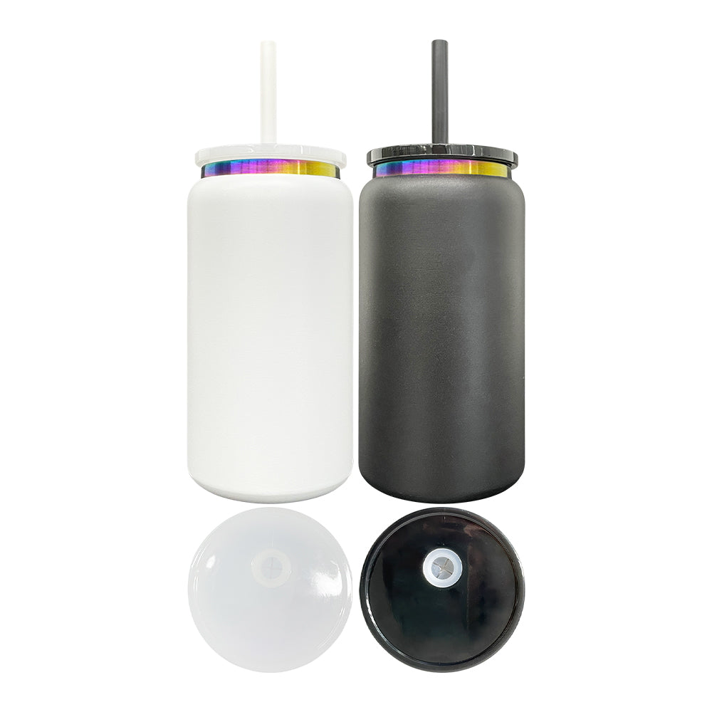 25 Pack 16oz Stainless Steel Cans Rainbow Plated 13pcs Black 12pcs White Soda Cans_GGblanks