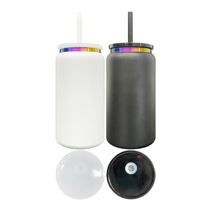 25 Pack 16oz Stainless Steel Cans Rainbow Plated 13pcs Black 12pcs White Soda Cans_GGblanks