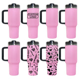 20 Pack USA RTS Pink Powder Coated Mirror Black Plated Underneath 40oz H2.0 Quencher Tumblers_GGblanks