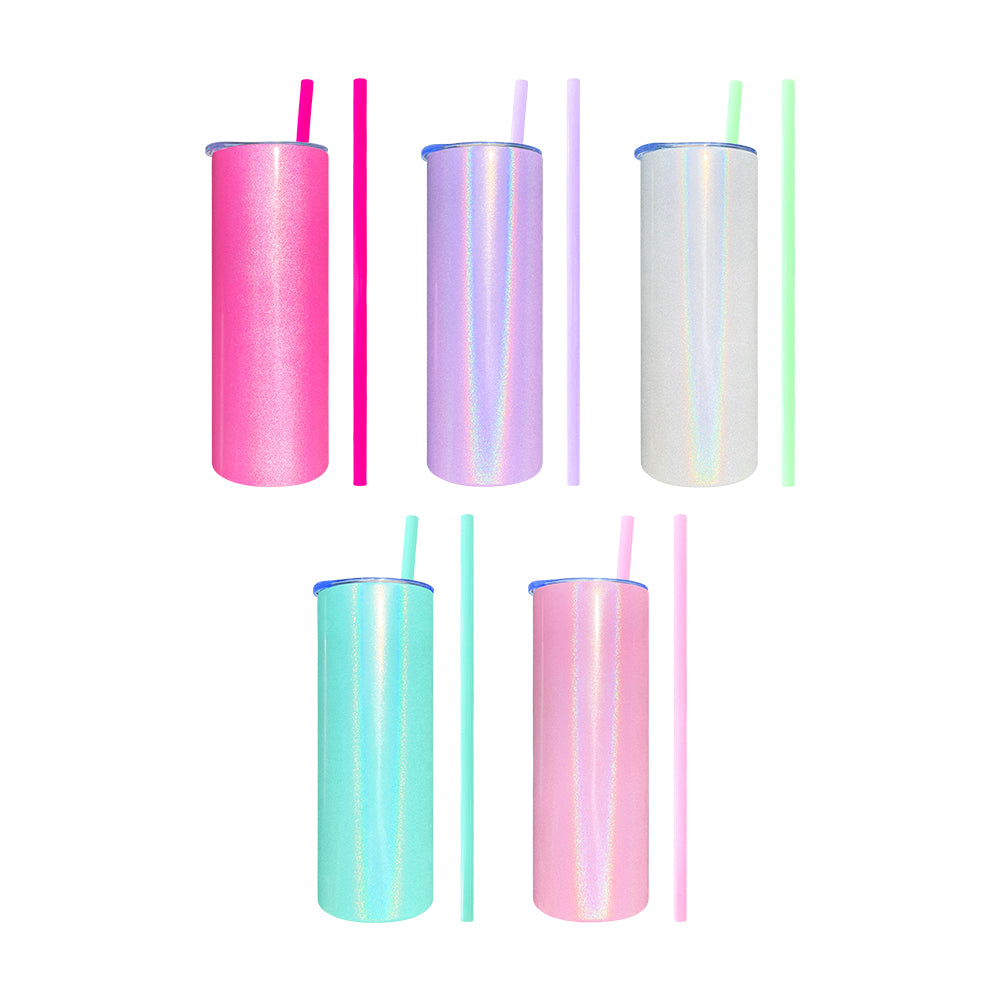 25 Pack 20oz Skinny Straight Shimmer Tumblers for Sublimation_GGblanks