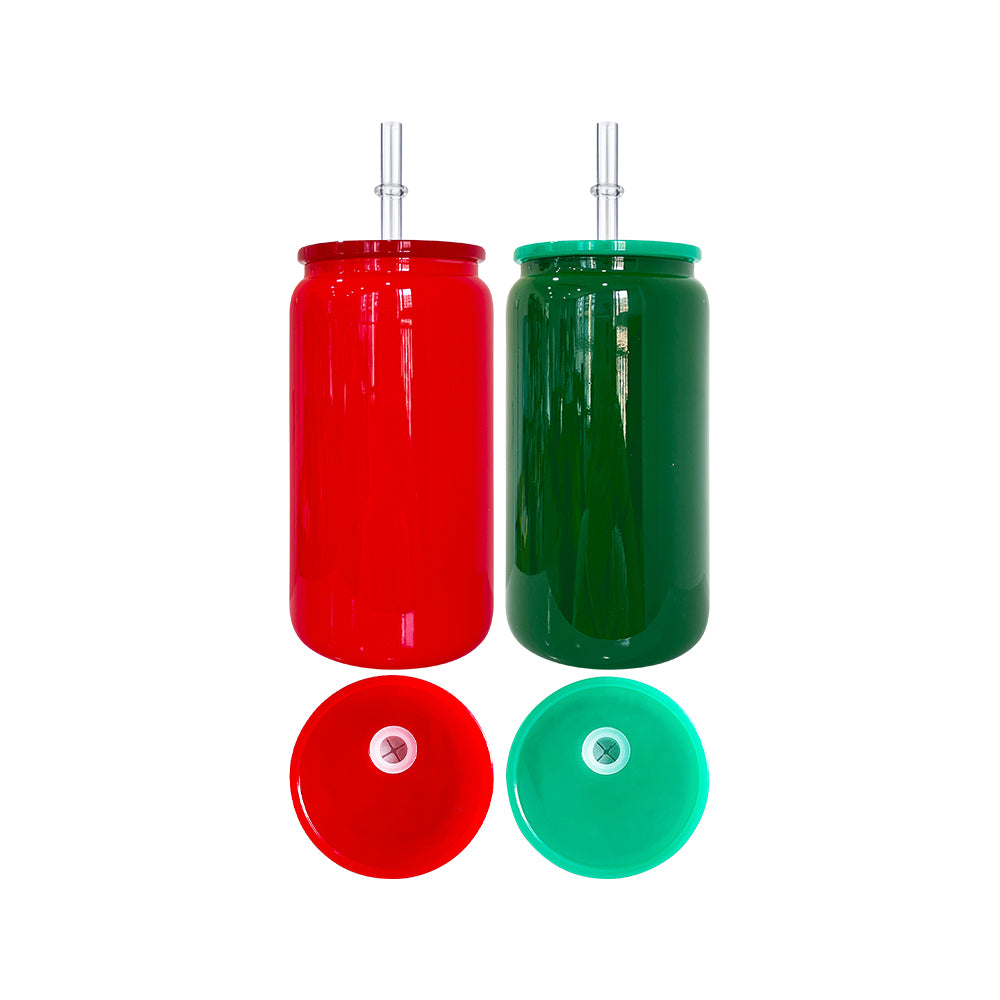 25 Pack 50 Pack 16oz Macaron Solid Color Red Green Christmas Purple Hot Pink Teal Light Pink White Glass Cans_GGblanks