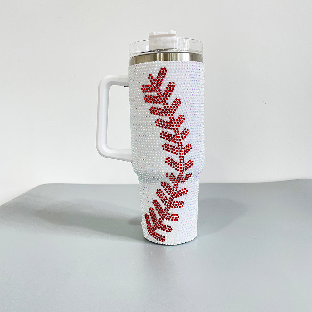 20 Pack 40oz H1.0 Yellow Tumbler with Baseball Bling Rhinestone_GGblanks