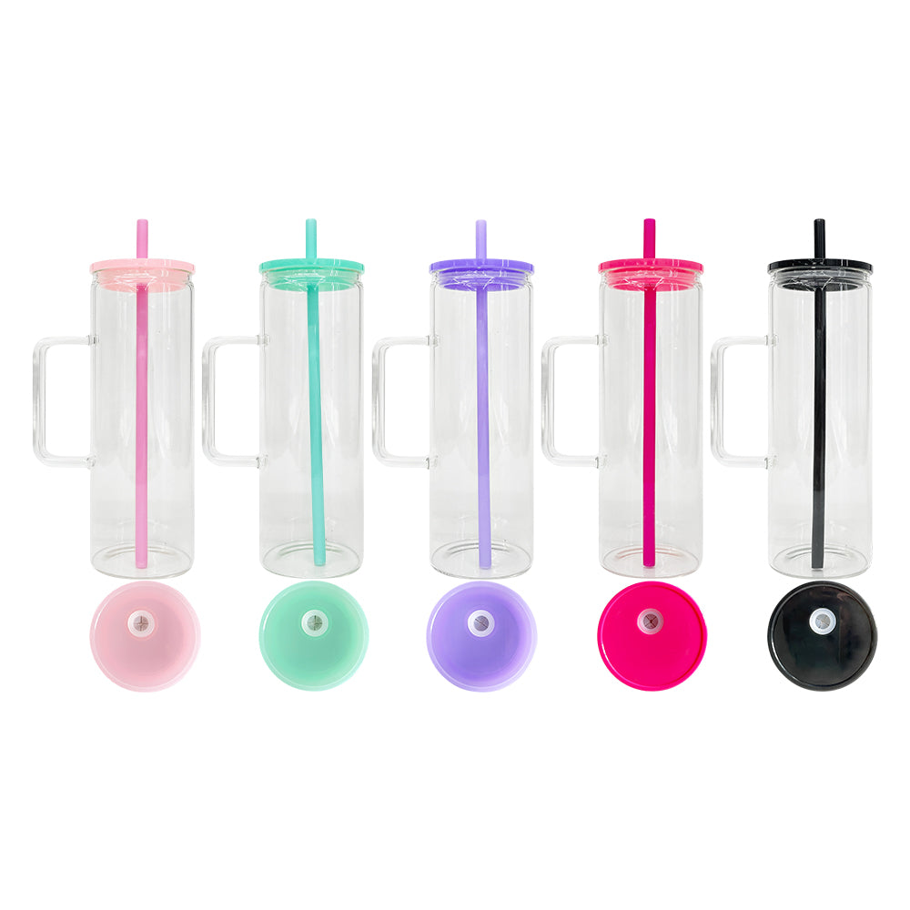 25 Pack USA RTS 20oz Straight Glass Mugs Skinny Tumblers Jelly Color Straight Beverage Mugs for Sublimation or UV DTF wraps_GGblanks