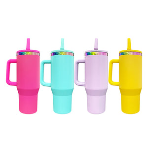 16 Pack 40oz Powder Coated Colorful Rainbow Plated Leak Proof Tumblers with Fantastic Leakproof Lids_GGblanks