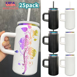 25 Pack Rainbow Plated Rainbow Underneath Kids 16oz Stainless Steel Can with Handle_GGblanks