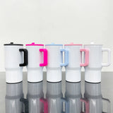 25 Pack 20oz Glow in Dark White Blank Sublimation Kids Handle Tumblers with Leak Proof Straw Lids_GGblanks