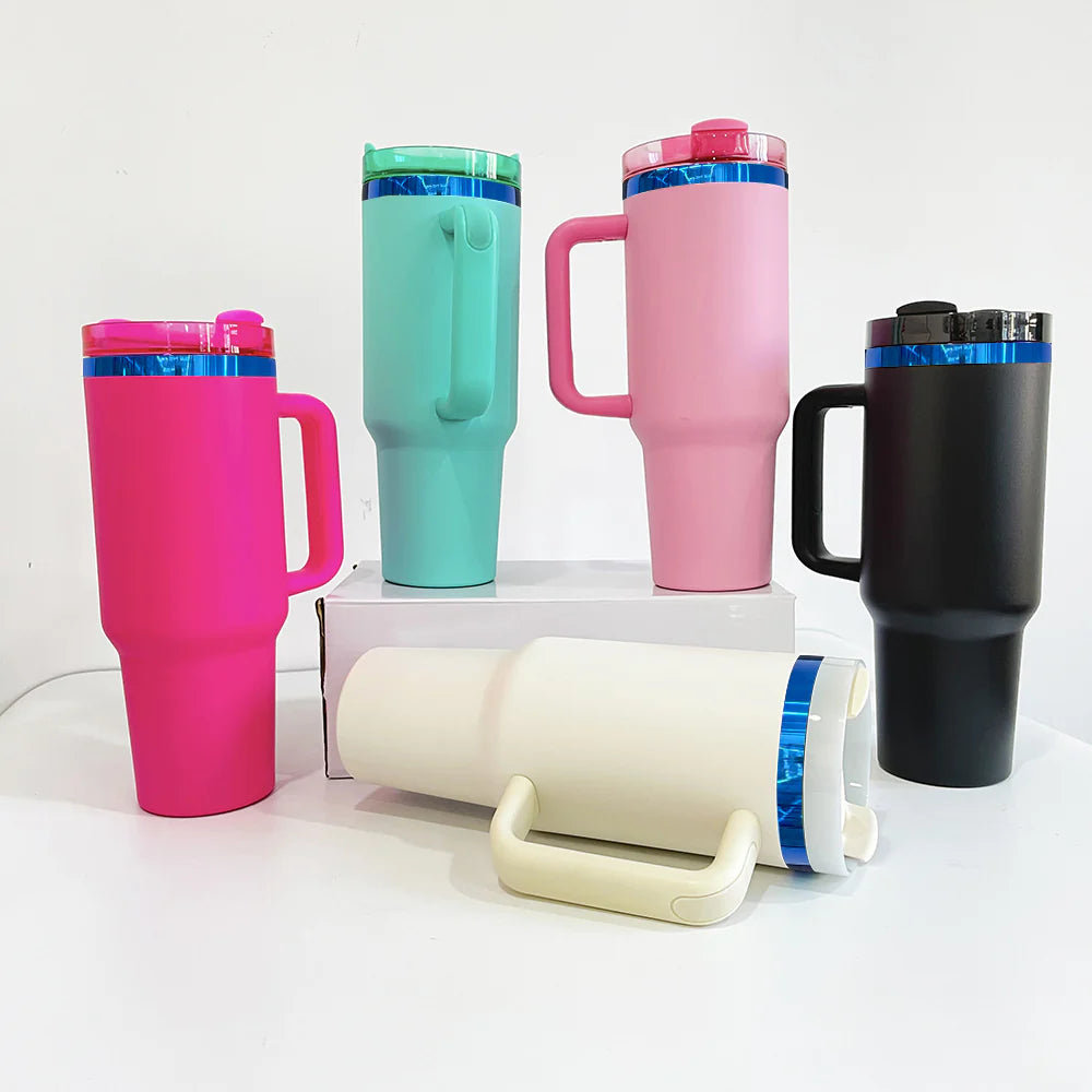 20 Pack Blue Underneath 40oz H2.0 Tumblers Blue Plated White Red Gradient Pink Blue White Black Thermos Cup for Laser Engraving_GGblanks