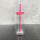 25 Pack 16oz Inner 20oz Outer Pre-Drilled Snow Globe Plastic Can with Colorful PP Lid and Plug_GGblanks